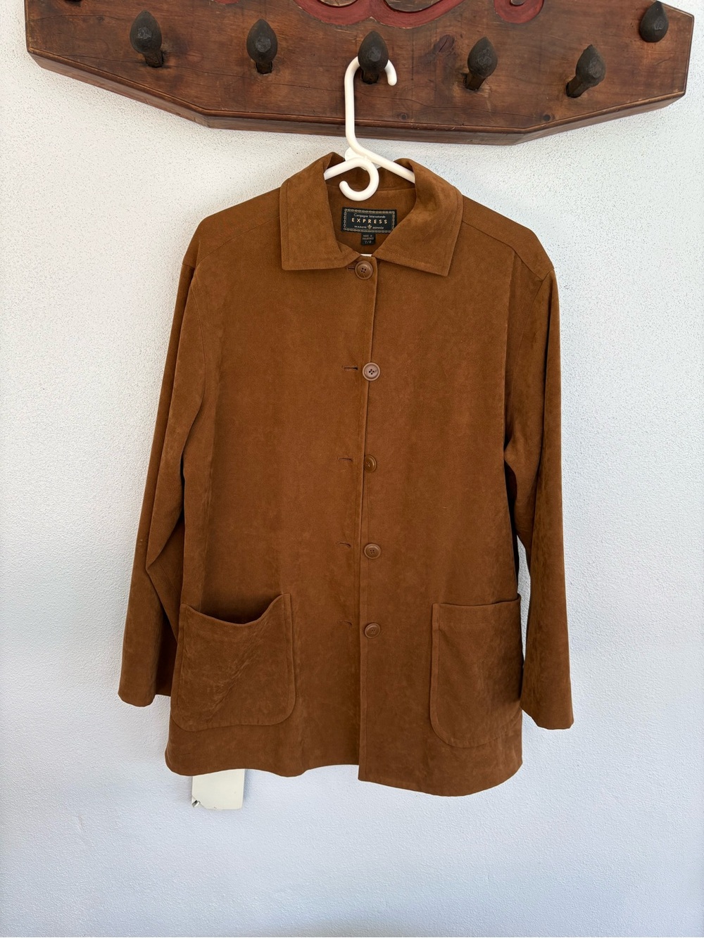 Express Women’s Brown Suede Button-Front Jacket